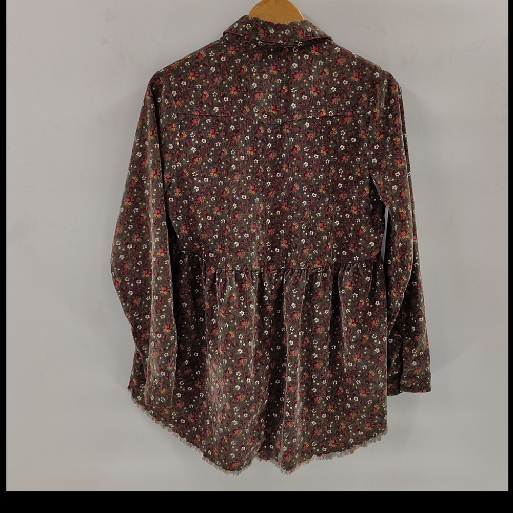 Umgee Button Down Gray Size Small Oversized Top C… - image 7